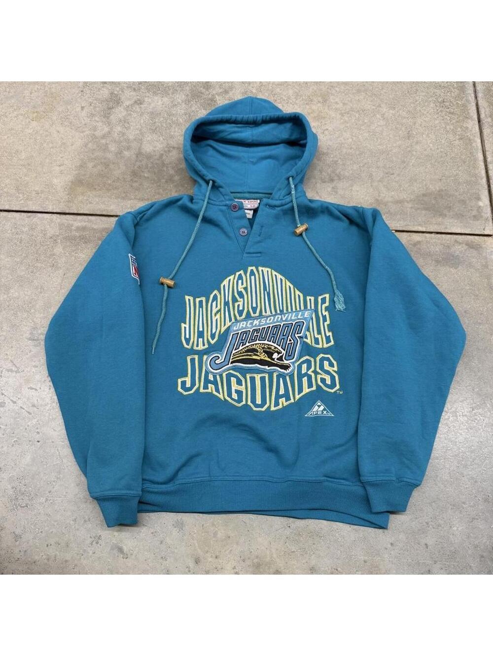 vintage jacksonville jaguars apex spell out blue hoodie size small